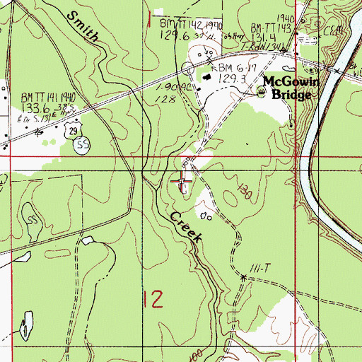 Topographic Map of McGowin Cemetery, AL