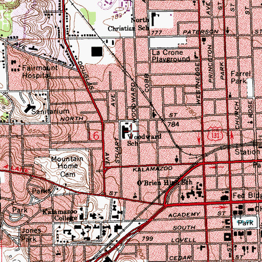 Topographic Map of Woodward School, MI