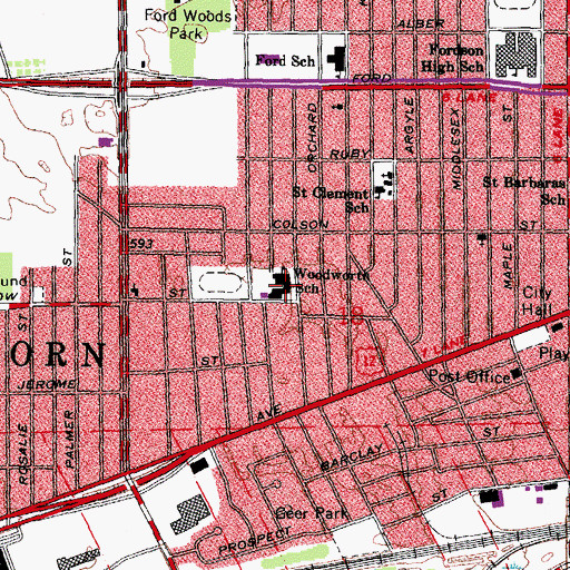 Topographic Map of Woodworth School, MI