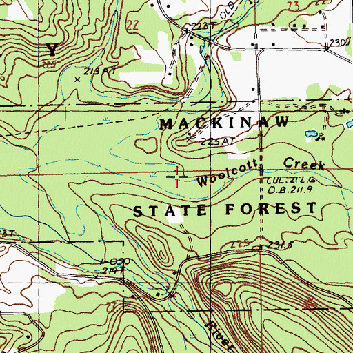 Topographic Map of Woolcott Creek, MI