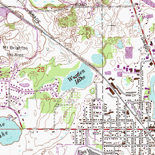 Topographic Map of Worden Lake, MI