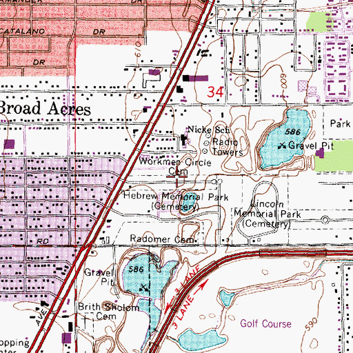 Topographic Map of Workmen Circle Cemetery, MI