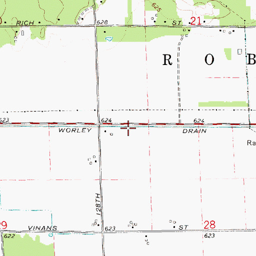 Topographic Map of Worley Drain, MI