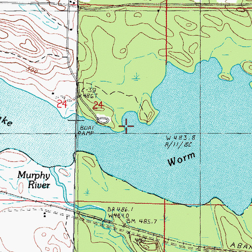 Topographic Map of Worm Lake, MI