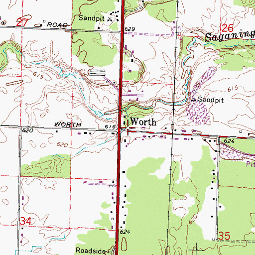 Topographic Map of Worth, MI