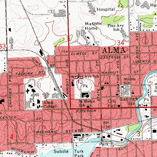 Topographic Map of Wright Avenue School, MI