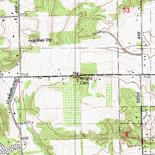 Topographic Map of Wright Cemetery, MI