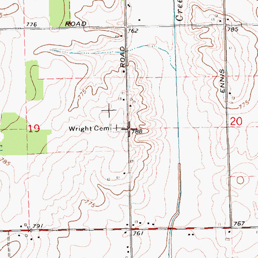 Topographic Map of Wright Cemetery, MI