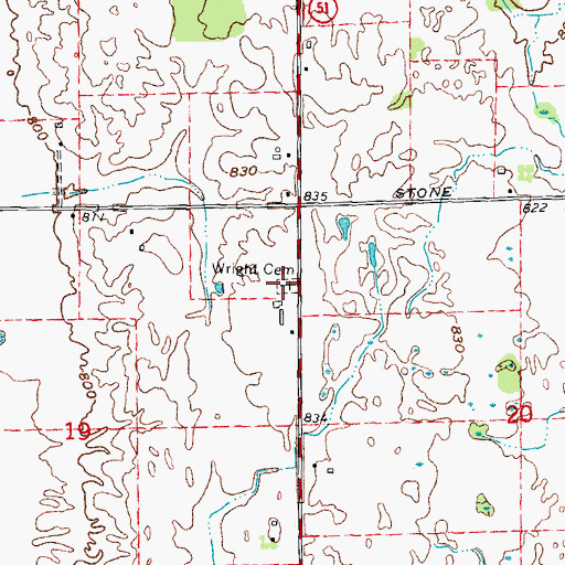 Topographic Map of Wright Cemetery, MI