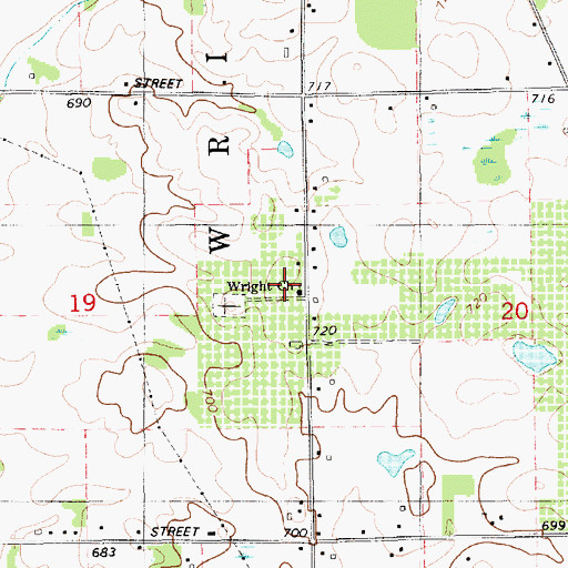 Topographic Map of Wright Church, MI