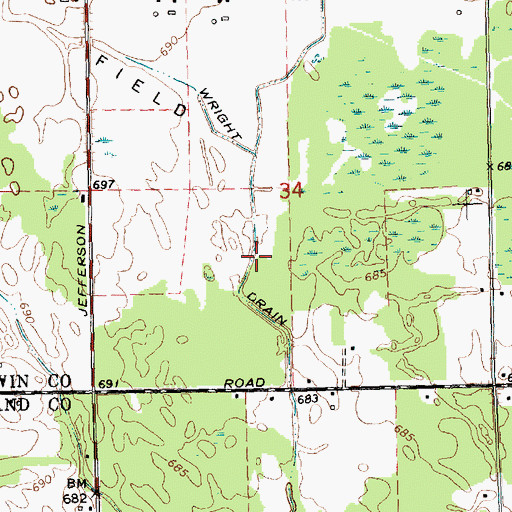 Topographic Map of Wright Drain, MI