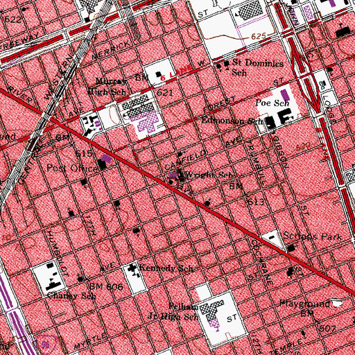Topographic Map of Wright School, MI
