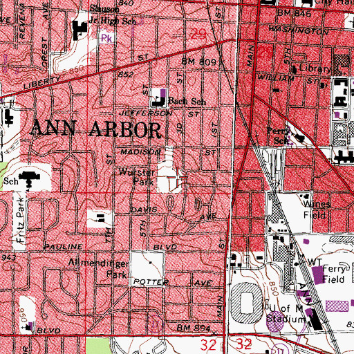 Topographic Map of Wurster Park, MI