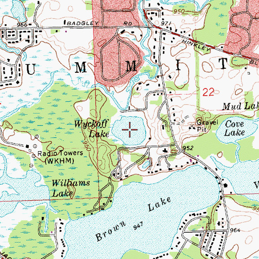 Topographic Map of Wyckoff Lake, MI