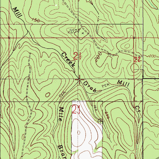 Topographic Map of Mile Branch, AL