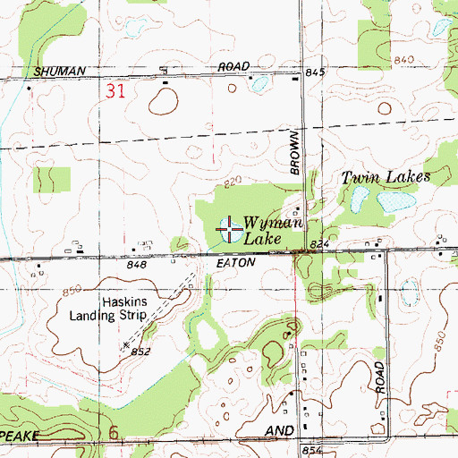 Topographic Map of Wyman Lake, MI