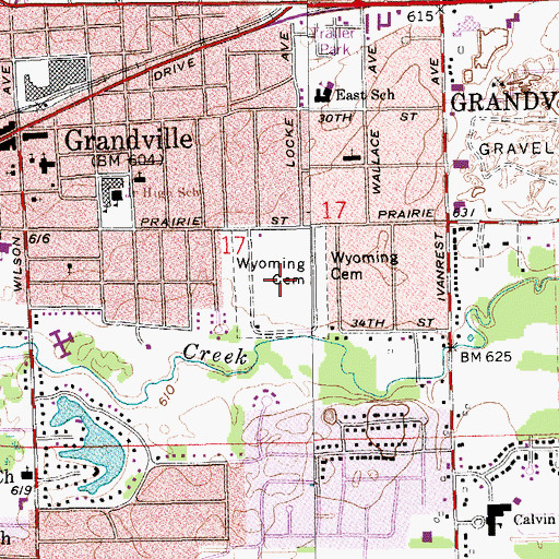 Topographic Map of Wyoming Cemetery, MI