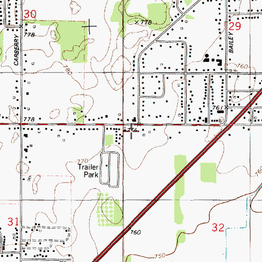 Topographic Map of Yankee Street School, MI