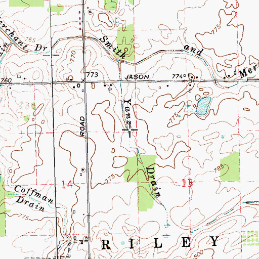 Topographic Map of Yanz Drain, MI