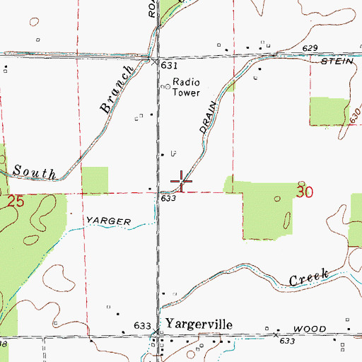 Topographic Map of Yarger Drain, MI