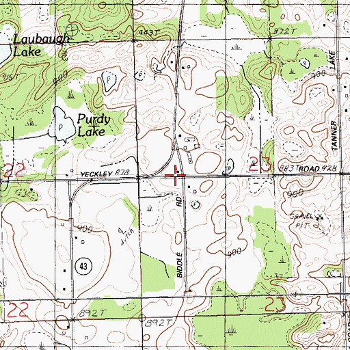 Topographic Map of Yeckley School, MI