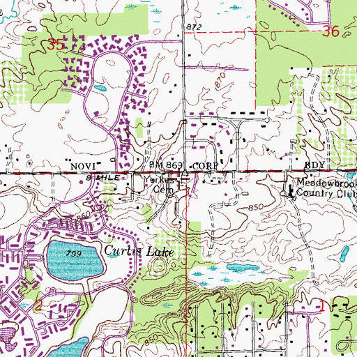 Topographic Map of Yerkes Cemetery, MI