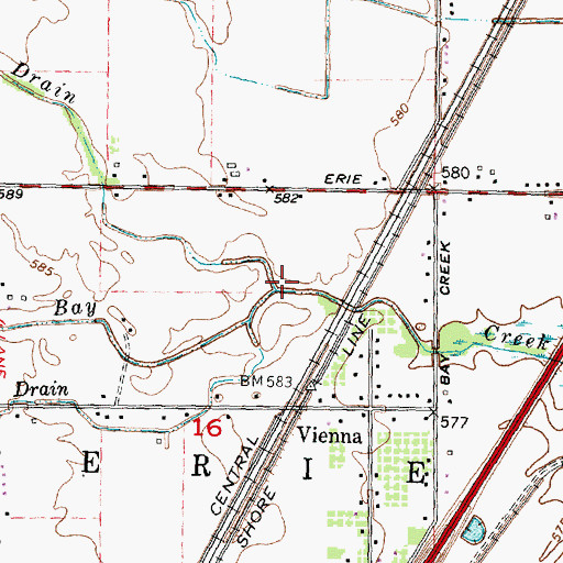 Topographic Map of Yetter Drain, MI