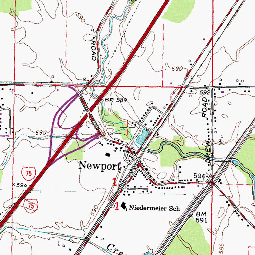 Topographic Map of Yoas Drain, MI