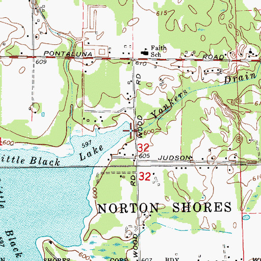 Topographic Map of Yonkers Drain, MI