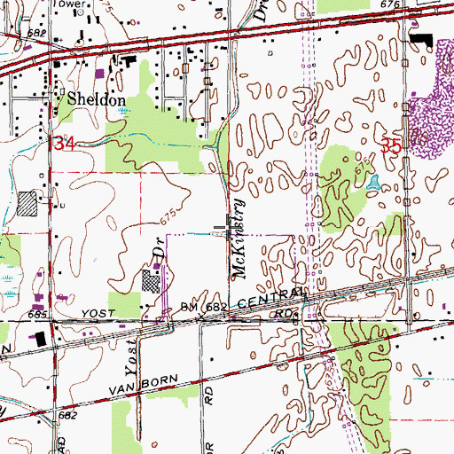 Topographic Map of Yost Drain, MI