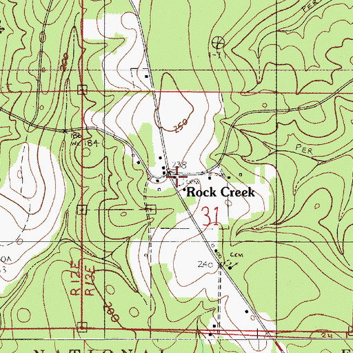 Topographic Map of Rock Creek Church, AL