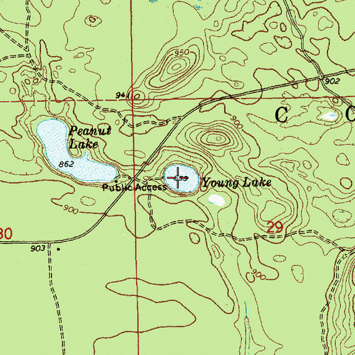 Topographic Map of Young Lake, MI
