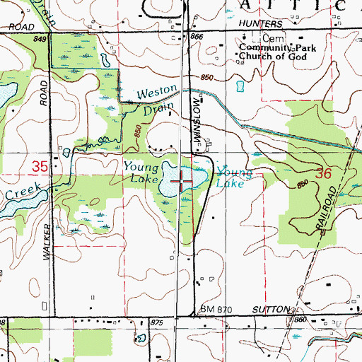 Topographic Map of Young Lake, MI