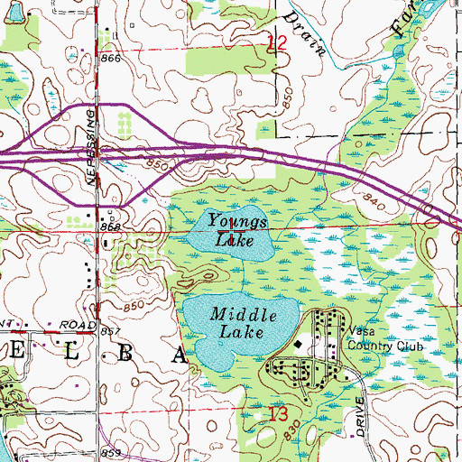 Topographic Map of Youngs Lake, MI
