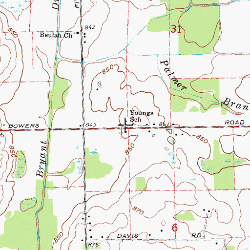 Topographic Map of Youngs School, MI