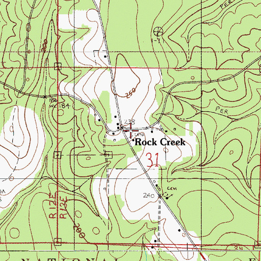 Topographic Map of Rock Creek Church Cemetery, AL