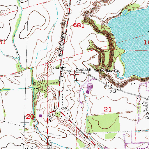 Topographic Map of Ypsilanti Missionary Church, MI