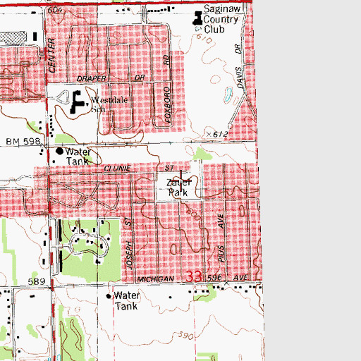 Topographic Map of Zauel Park, MI