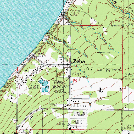 Topographic Map of Zeba, MI