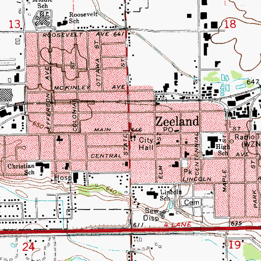 Topographic Map of Zeeland, MI