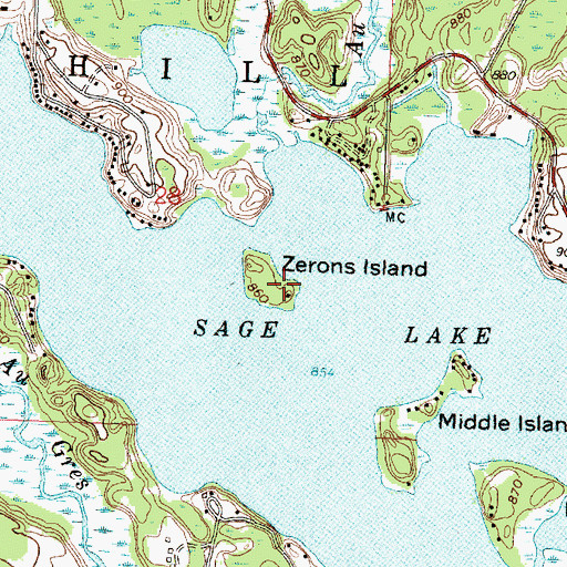 Topographic Map of Zerons Island, MI
