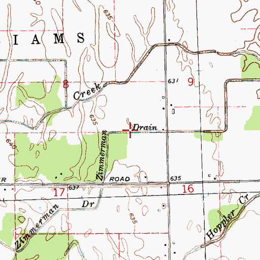 Topographic Map of Zimmerman Drain, MI