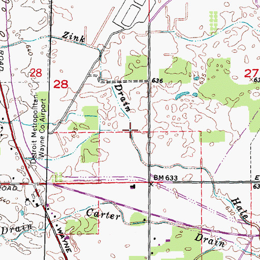 Topographic Map of Zink Drain, MI