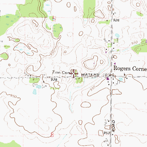 Topographic Map of Zion Lutheran Cemetery, MI