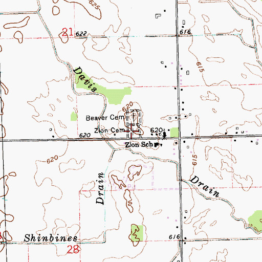 Topographic Map of Zion Cemetery, MI