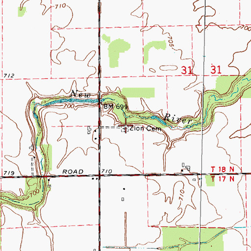 Topographic Map of Zion Cemetery, MI