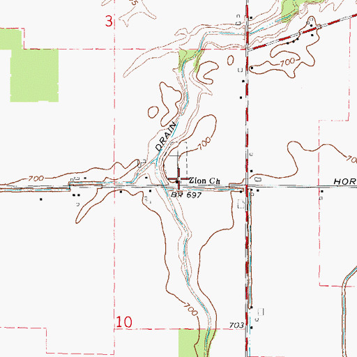Topographic Map of Zion Church, MI