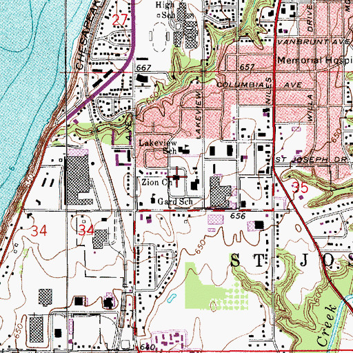 Topographic Map of Zion Church, MI
