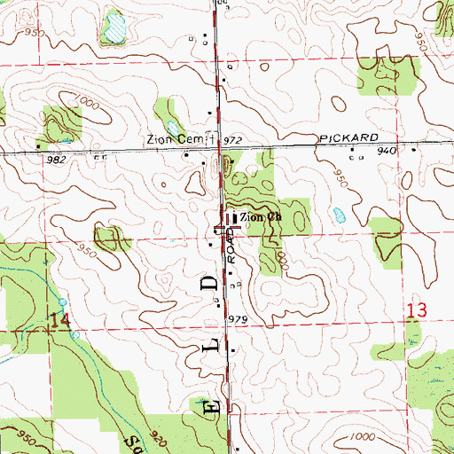 Topographic Map of Zion Church, MI