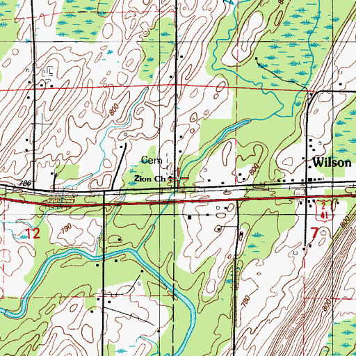 Topographic Map of Zion Church, MI